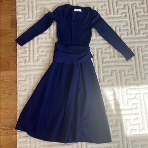 Elegant Navy Blue A-line Women's Dress - the FOLD